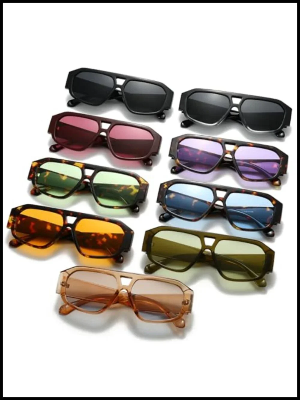Retro Pilot Sunglasses for Women Men Double Bridge Chunky Vintage Shades UV400